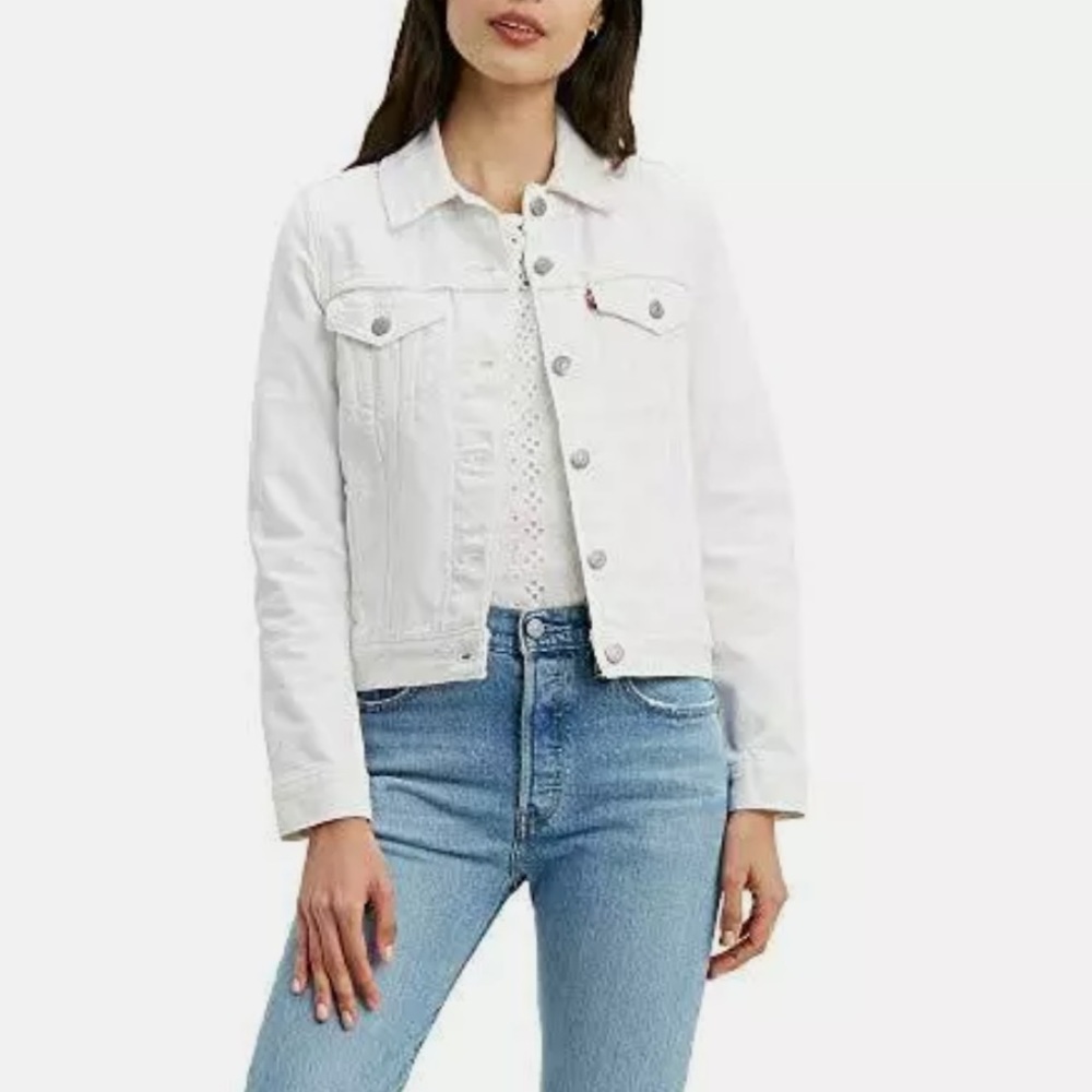 NWT Levi Strauss & Co Original Trucker Cropped Denim Jacket White XS